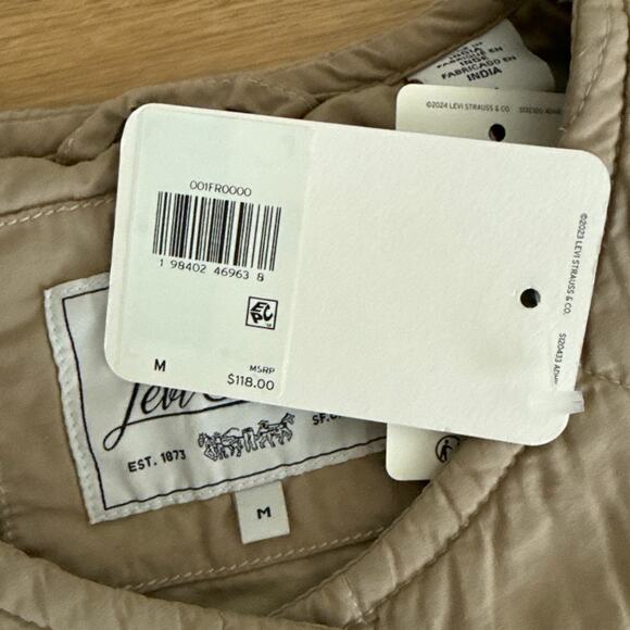Levi Strauss Quilted Jacket Rumer Size M Beige - Picture 3 of 5